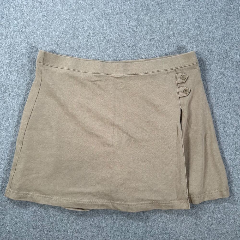 Lands' End Beige Solid Knit Skort Women's 16 Button